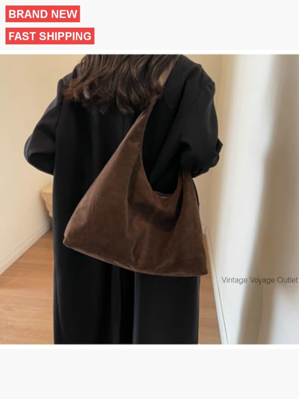 Suede Crescent Shoulder Bag Tote Crossbody Purse Top-Handle Travel Work - Picture 2 of 7